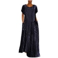 thumbnail image 1 of Fridja Robes Maxi à Manches Courtes Amples pour Femmes Grande Taille avec Poches et Imprimé à Pois, 1 of 6