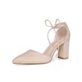 thumbnail image 1 of BLISSFUL STEP Escarpins Habillés à Talons Blocs Hauts pour Femmes à Bout Pointu avec Bride à la Cheville Beige 6,5, 1 of 8