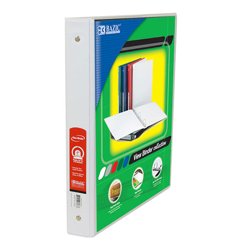 BAZIC PRODUCTS 3 RING BINDER W/ 2 POCKETS 1IN WHT