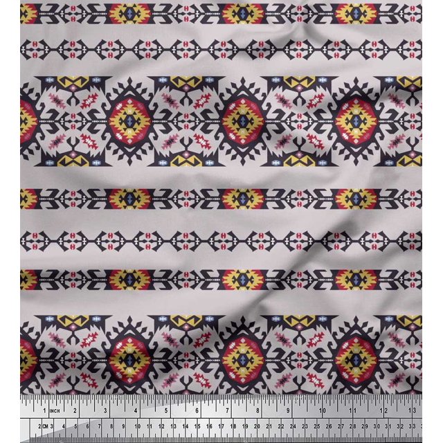 Soimoi Viscose Chiffon Fabric Aztec Southwestern Decor Fabric Printed Yard 42 Inch Wide