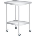 thumbnail image 1 of YUSAZENS Table de Rangement à Double Couche en Acier Inoxydable 201, Établi Mobile Chariot à Outils 24*24 Pouces+roues, 1 of 7