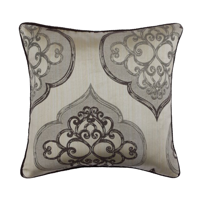 The HomeCentric Pillow Case With Zipper, Grey Pack of 2, 24x24 inch (60x60 cm) Euro Shams, Jacquard Damask Throw Pillows For Couch, Damask Pattern Contemporary Style Easter - Grey Damask Galore