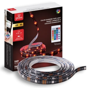Globe Electric 6.7-Fent (2-Meter) Changement de couleur LED Lampe à bande de pastique, Télécommande incluse, 78657