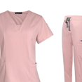 thumbnail image 4 of Maytalsory Ensemble de Gommage Élégant pour Femmes Col en V Lavable en Machine Manches Courtes Rose m 1Set, 4 of 6