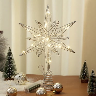 EGNMCR Décorations de Noël, Ornements de Noël, Cadeaux de Noël Décoration de Noël Étoile Lumineuse en Fer pour Sommet d'Arbre Étoile à Cinq Branches Étoile pour Sommet d'Arbre Lumière DEL Décoration Étoile irony Star