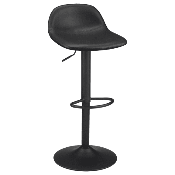 Bouclair Black Adjustable Barstool in Faux Leather and Metal