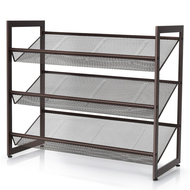 Costway 3-Tier Shoe Rack Adjustable to Flat Slant Shoe Organizer Holder Stand
