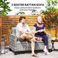 thumbnail image 4 of Outsunny Canapé de Patio 2 Places, Sofa d'Extérieur en Rotin avec Coussins, Gris Foncé, 4 of 10