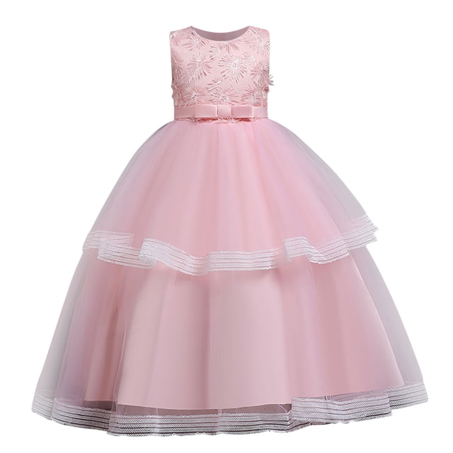 Robes Tutu pour Filles en Liquidation Robe pour Enfants Fille Robe Princesse Sans Manches Robe en Tulle à Fleurs Jupe-Robe Robe d'Halloween pour Enfants Robe Tutu pour Filles Rose Nouveau