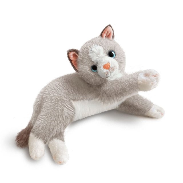 Simulate Cat Stuffed Animal - Soft Cuddly Kitten Plush Toy -By Tigerbear Toy - Grey 17.7 Inches