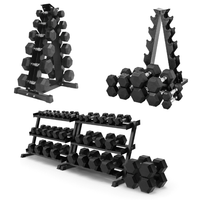 RUBBER HEX DUMBBELL SET 2.5 - 50lbs Dumbbell Pair