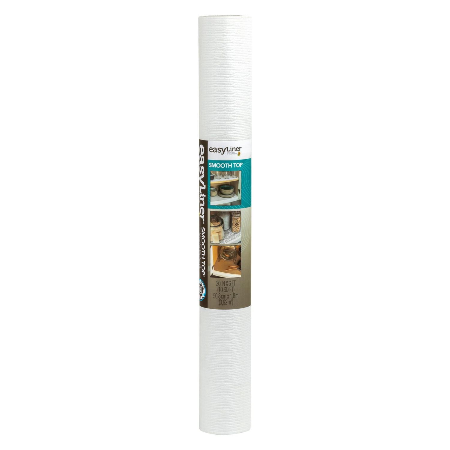 Smooth Top EasyLiner Brand Shelf Liner, White, 20 in. x 6 ft.
