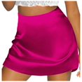 thumbnail image 1 of Jupe Mini Trapèze Taille Haute pour Femme - Ruban Satin, Fermeture Éclair, Doublée, Polyvalente pour Décontracté et Fête, 1 of 8