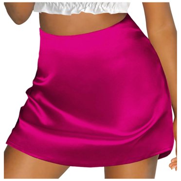 Women's High Waist A-Line Mini Skirt - Satin Ribbon, Zipper Closure, Lined, Versatile for Casual & Party