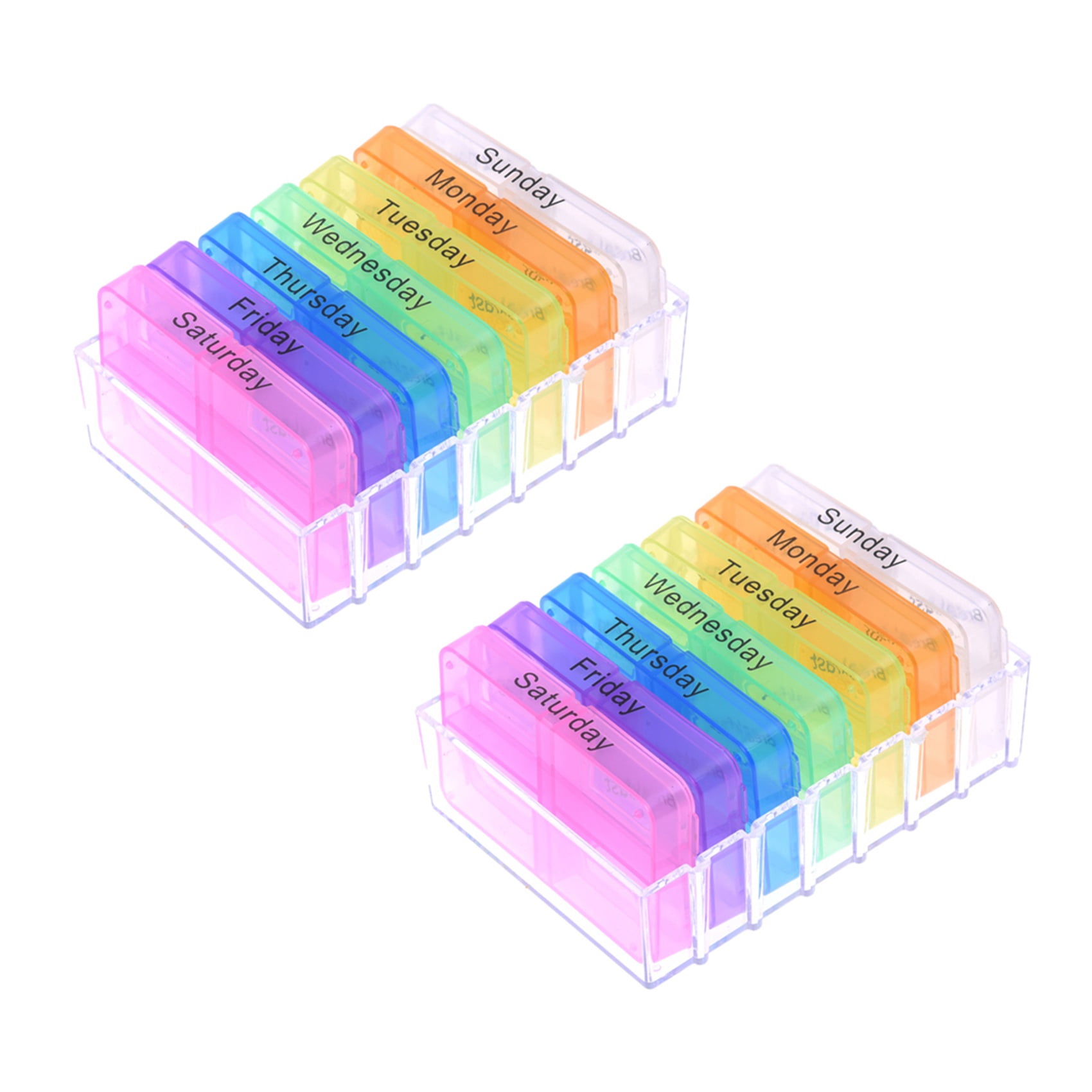2X 7 Day Tablet Pill Boxes Storage Organizer Container Case,2 x Set of Weekly Pill Organizer Boxs