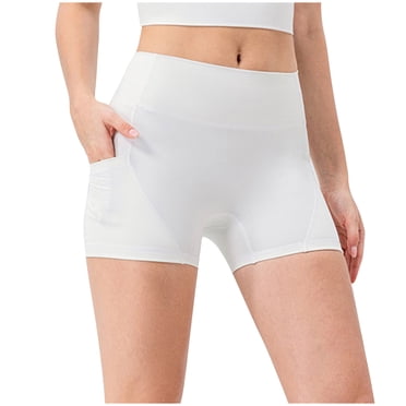 Olyvenn Women's Tummy Control Active Yoga Biker Shorts High Waisted Workout Gym Booty Shorts Athletic Running Short Pants White XL