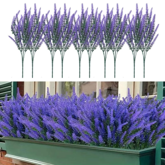 Rvkxad Outdoor Artificial Plants, 10 Pcs Hanging Greenery for Garden Porch Decor, Plastic Hanging Plants
