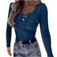thumbnail image 1 of CEHVOM Women's Solid Color Knitting Slim Long Sleeve Hedging Autumn Winter Top, 1 of 5