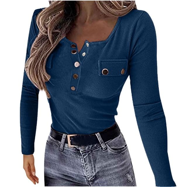 CEHVOM Women's Solid Color Knitting Slim Long Sleeve Hedging Autumn Winter Top