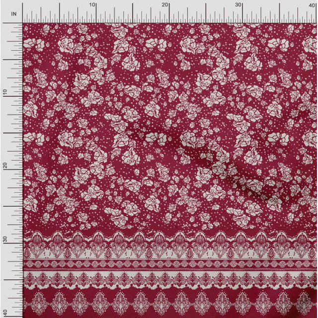 Soimoi Rayon Fabric Artistic Flower Panel Printed Fabric 1 Yard 42 Inch Wide