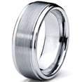 thumbnail image 2 of Men's Tungsten Ring Matte Finish High Polish Wedding Band Silver 8MM Comfort-fit, 2 of 5
