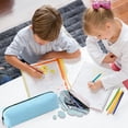 thumbnail image 4 of Blue Students Simple Oxford Cloth Pencil Bag Large Capacity Stationery Organizer Compact Opening Design Blue School Supply, 4 of 6