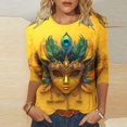 thumbnail image 2 of Penkiiy Blouse de Carnaval pour Femme Mardi Gras Mode Imprimé Décontracté Col Rond Manches 3/4 T-shirt Blouse TG Multicolore, 2 of 5