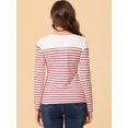 thumbnail image 4 of INSPIRE CHIC Blouse pour Femme à Rayures à Blocs de Couleur à Manches Longues T-Shirt Décontracté TG Blanc Rouge, 4 of 5