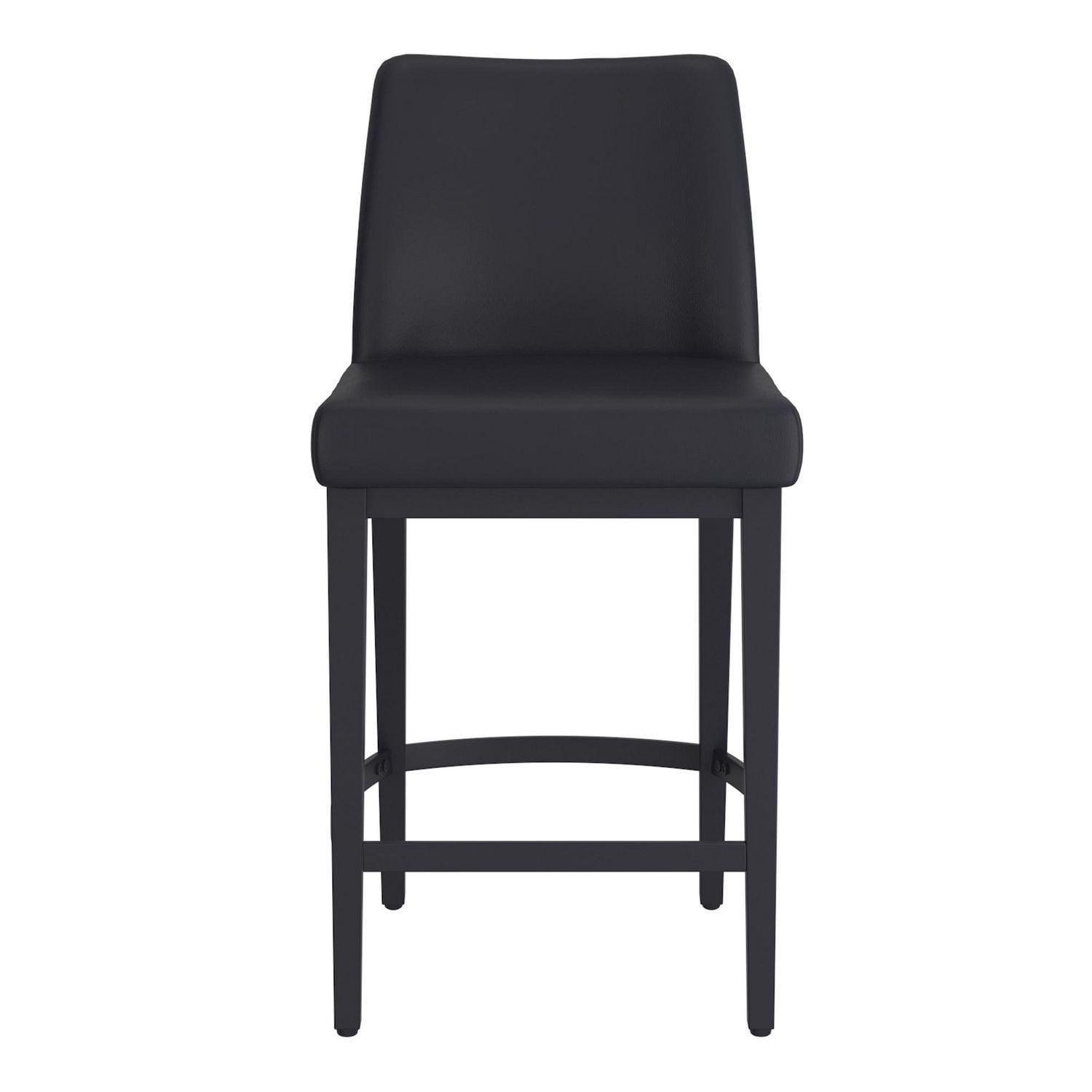 Tabouret de comptoir moderne de 26 po en similicuir et en métal, ensemble de 2 – noir