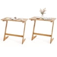 thumbnail image 1 of Costway 2 PCS Bamboo Sofa Side Table Z-Shaped Spacious Tabletop Space-Saving TV Snack Tray Natural, 1 of 10