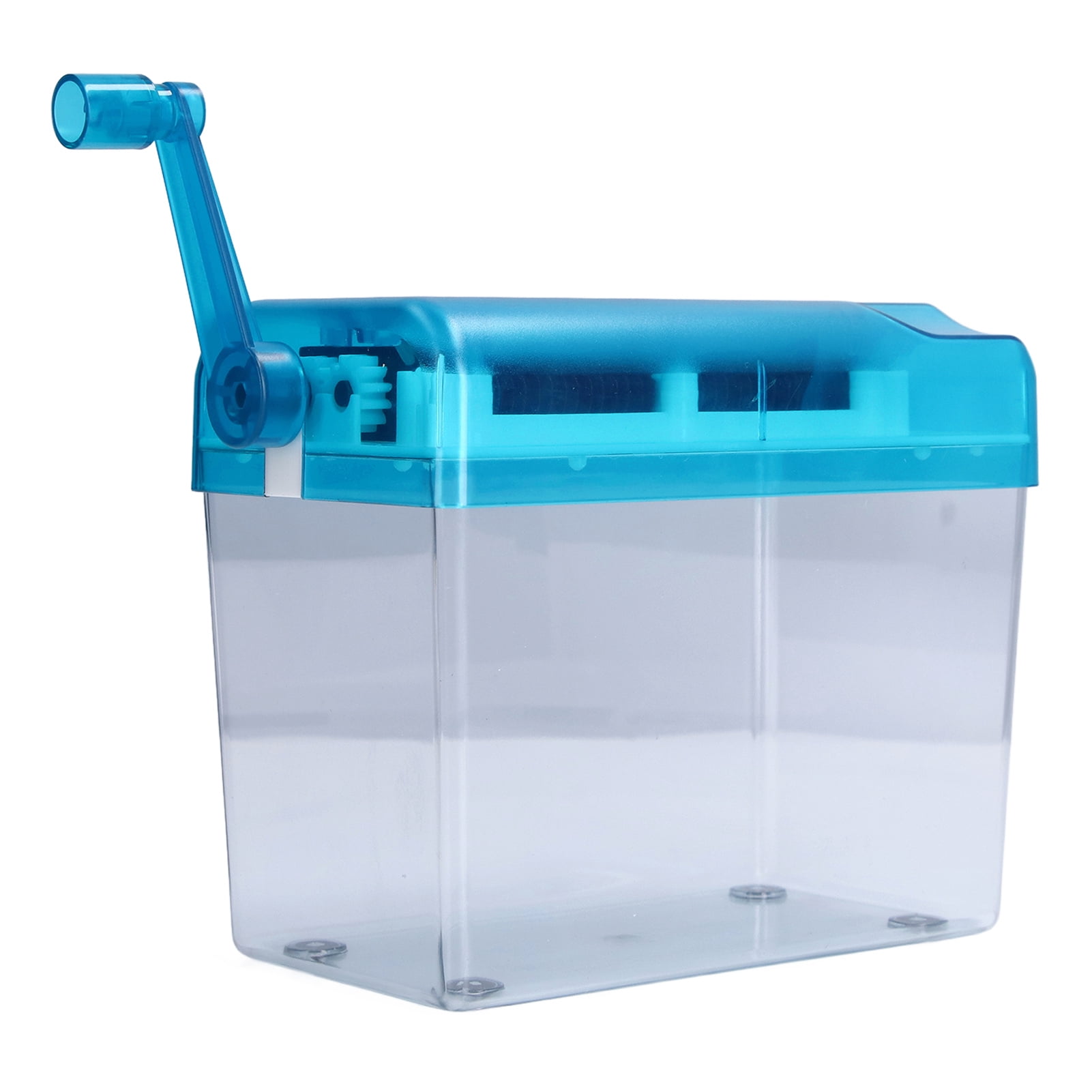 Herwey Mini Manual Shredder Blue ABS Space Saving Easy Operation Fully Transparent Nonslip Design Small Paper Shredder,Hand Shredder,Mini Manual Shredder