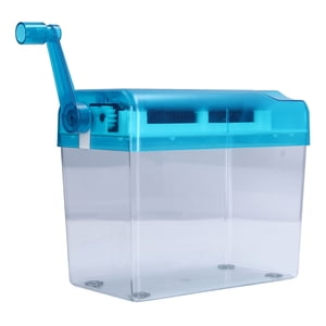 Herwey Mini Manuel bleu Shredder ABS Space Économiser l'opération facile entièrement transparent antidérapant conception petit papier shredder, poignée sh Redder,Mini Déchiqueteuse manuelle