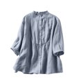 thumbnail image 2 of QIPOPIQ Hauts Chemises en Lin pour Femmes Été Décontracté Tunique Jacquard Blouse Liquidation, 2 of 3