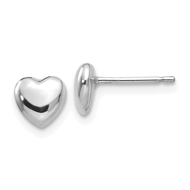 Boucles d'Oreilles Cœur en Or Blanc 14K