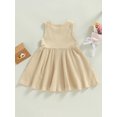 thumbnail image 4 of Faithtur Bébé Enfants Fille Robe, Sans Manches Cou Solide Été une Ligne Robe pour Tous les Jours Occasionnels, 4 of 8