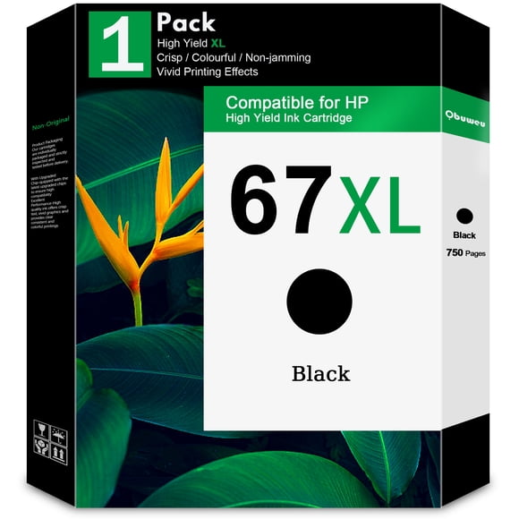 67XL Cartouche d'Encre Noire Compatible pour HP 67 Cartouche d'Encre pour DeskJet 2755e 2855e Imprimantes