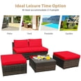 thumbnail image 4 of Costway 5PCS Patio Rattan Wicker Furniture Set Armless Sofa Cushioned Red, 4 of 10
