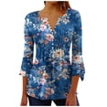 thumbnail image 2 of Blouses pour Femmes, T-shirt Imprimé Mode Manches 3/4 Blouse Col en V Hauts Décontractés, 2 of 5