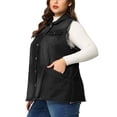 thumbnail image 4 of Agnes Orinda Gilet en Jean pour Femme Grande Taille Ourlet Brut Sans Manches Veste en Denim Mode 4X Noir, 4 of 7
