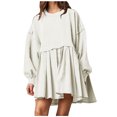 thumbnail image 1 of Pisexur Womens Oversized Sweatshirt Dress Crew Neck Long Sleeve Patchwork Fall Dress Pullover Tops Baggy Flowy Sweatshirt Mini Dress, 1 of 8