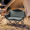 thumbnail image 2 of Outsunny Chaise de Camping Double, Chaise de Camp Rembourrée avec Porte-Gobelets, Noire, 2 of 10