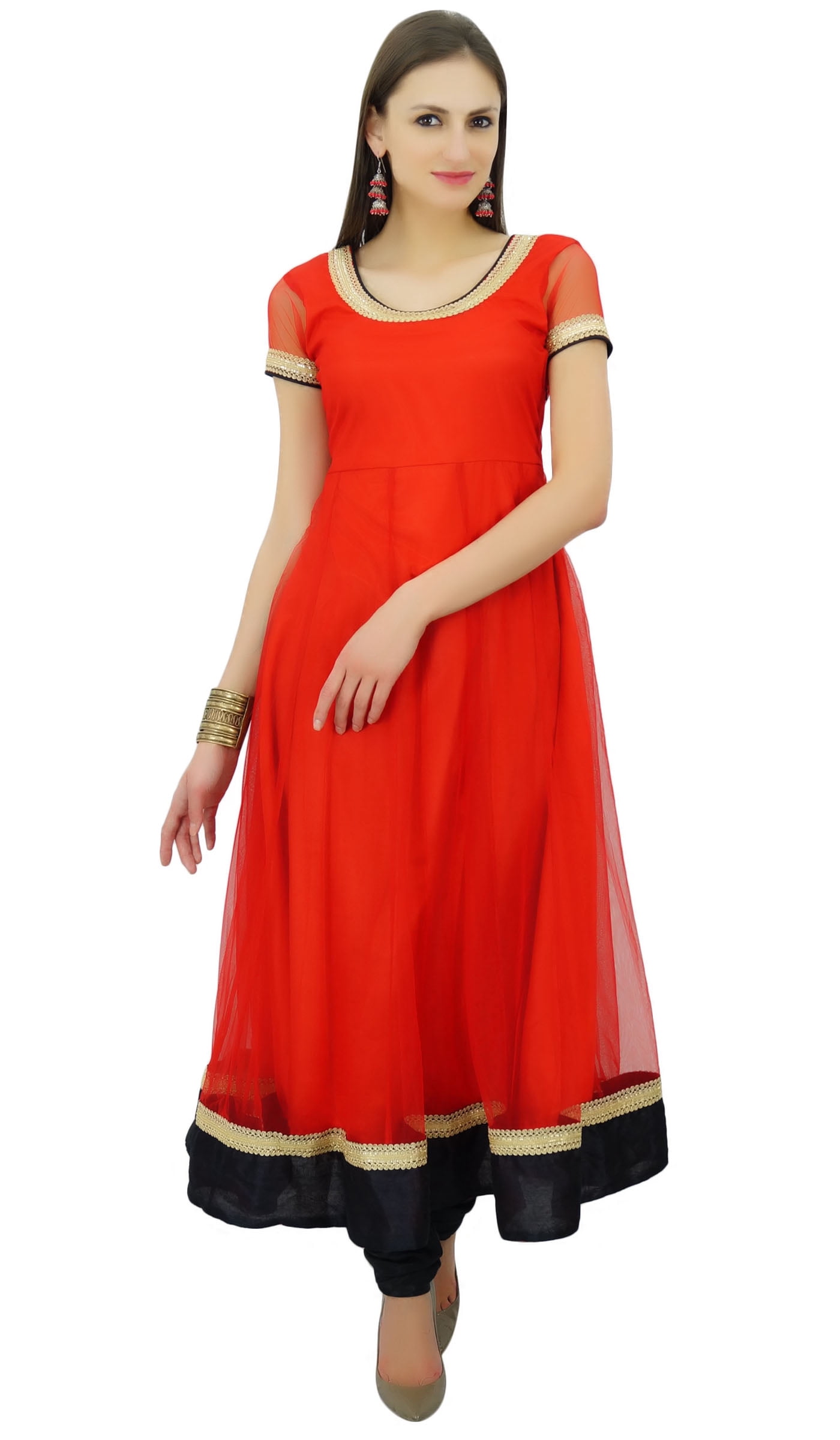 Bimba Flaired Net Anarkali Dress Solid Kurta Kurti Indian Tunic Custom Clothing