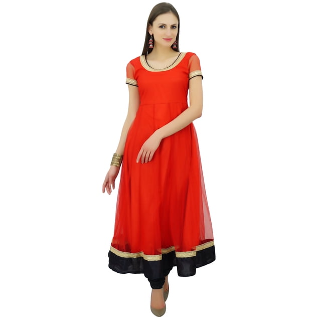 Bimba Robe Anarkali en Filet Évasé Kurta Kurti Unie Tunique Indienne Vêtements Personnalisés