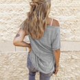 thumbnail image 2 of New Women's Loose V Neck Pullover Sweater Short Sleeve Top Solid Color T Shirt, 2 of 2