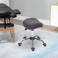 thumbnail image 2 of HOMCOM Height Adjustable Hydraulic Rolling Salon Stool Swivel Saddle Chair, 2 of 10