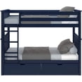 thumbnail image 4 of BEDSMART Solid Wood Twin Over Twin Bunk BedWith Storage | Blue, 4 of 7