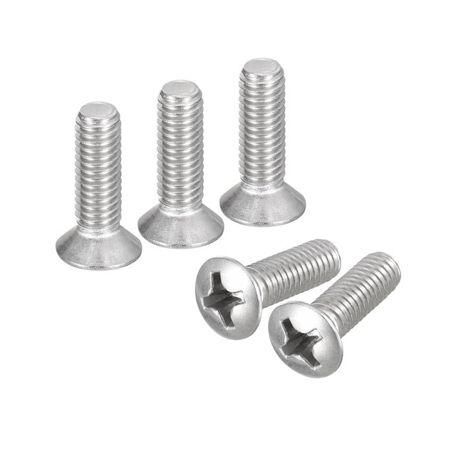 Unique Bargains Vis de Machine à Tête Ovale M6x20mm, Lot de 25, Vis à Tête Fraisée Légèrement Relevée en Acier Inoxydable 304