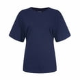 thumbnail image 4 of AherBiu Womens T Shirts Basic Solid Color Crewneck Short Sleeve Loose Fitting Comfy Summer Tees Shirts Tops, 4 of 5