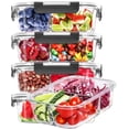 thumbnail image 1 of Skroam 5-Packs 36OZ Glass Airtight Food Storage Containers 3 Compartments, Meal Prep Container Set with Lids for Pantry Kitchen Organizers and Storage, BPA Free Glass Lunch Boxes Bento, 1 of 7