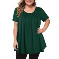 thumbnail image 2 of Leutsin T-Shirt pour Femmes Grande Taille à Col Rond à Manches Courtes, Haut Uni Ample, 2 of 3